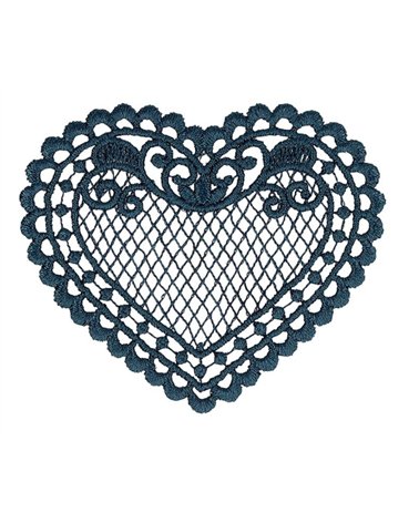 Set di 3 toppe a cuore in pizzo blu 56*48 mm