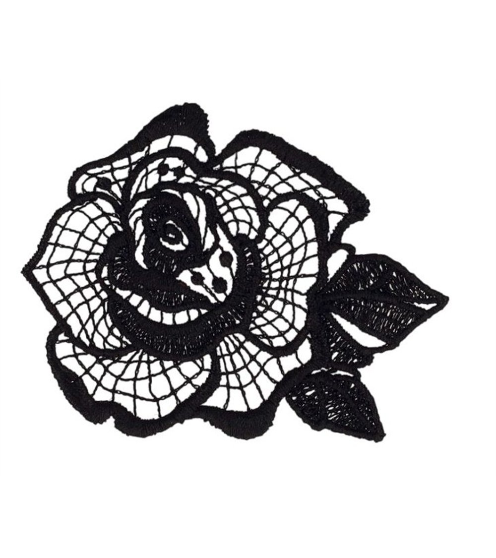 Set of 3 black lace flower patches 51*48mm