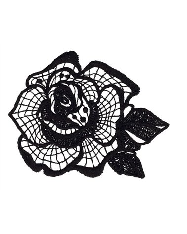 Lot de 3 écussons fleur dentelle noir 51*48mm