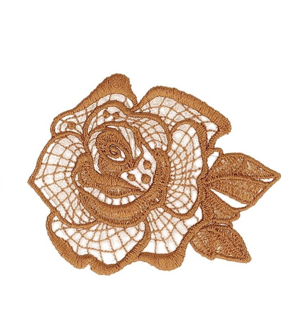 Lot de 3 écussons fleur dentelle beige 51*48mm