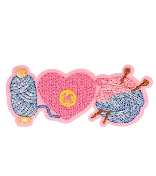 Set mit 3 rosa Herz-Aufnähern, 65 x 28 mm