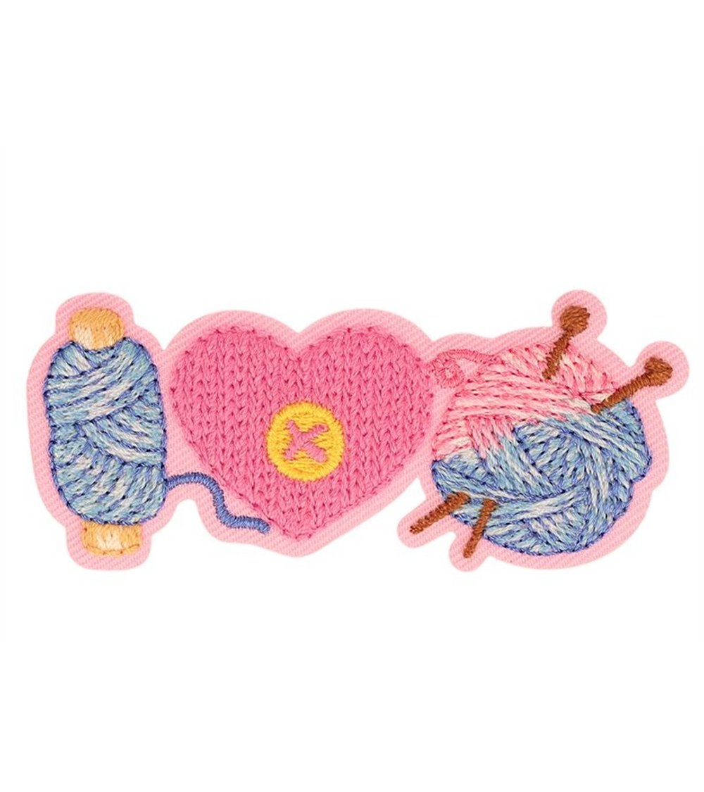 Set of 3 pink heart sewing patches 65*28mm