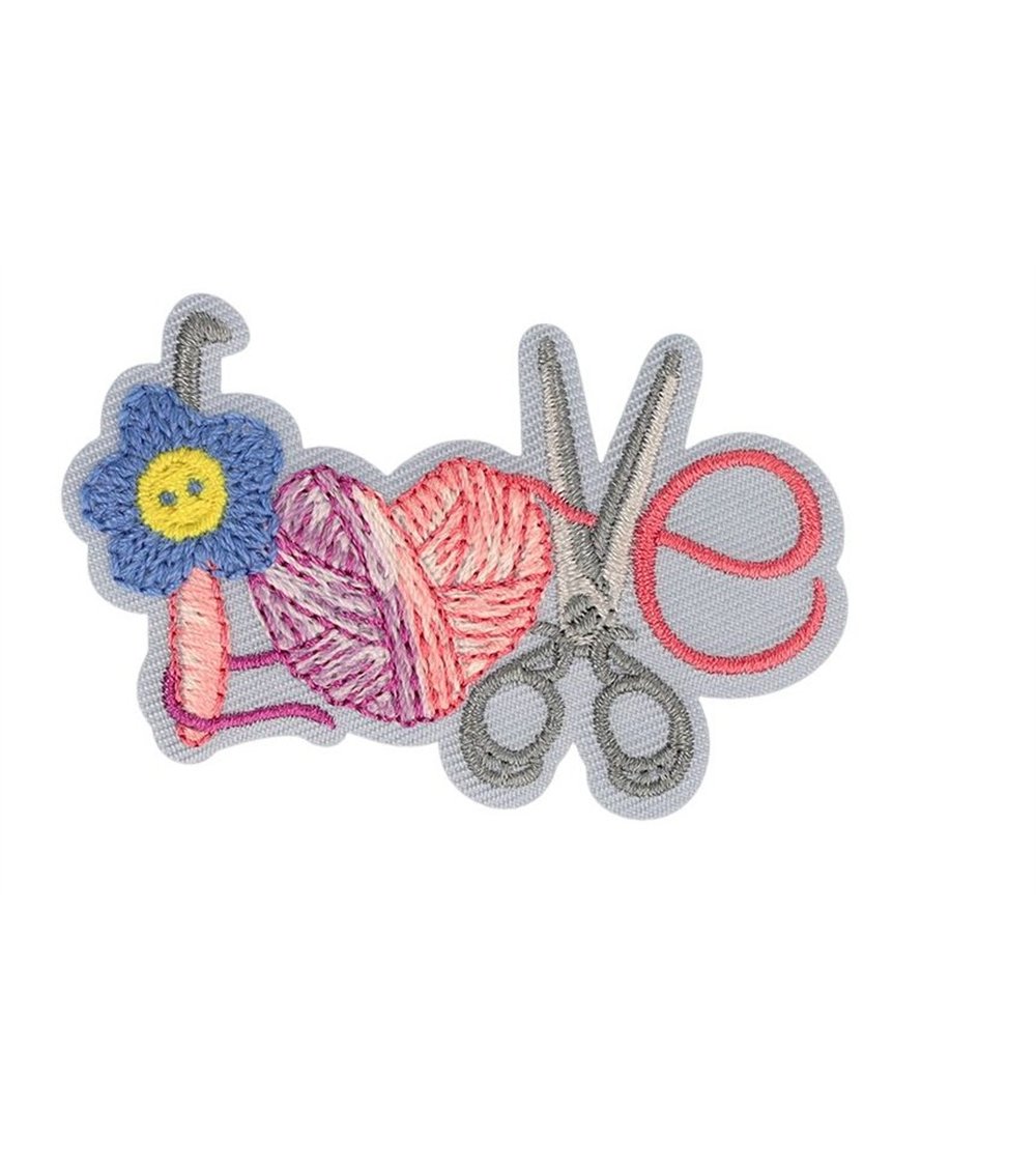 Set of 3 gray love sewing patches 57*36mm