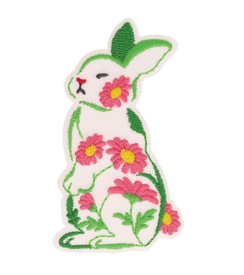 Lot de 3 écussons animaux fleuris lapin 34*59mm