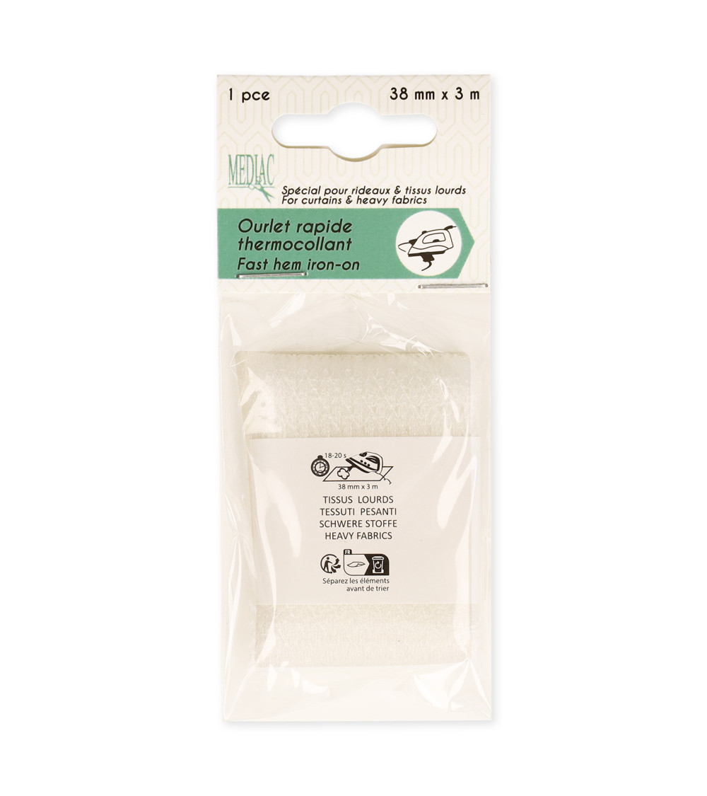 Saum zum Aufbügeln für schwere Stoffe, 38 mm x 3 m