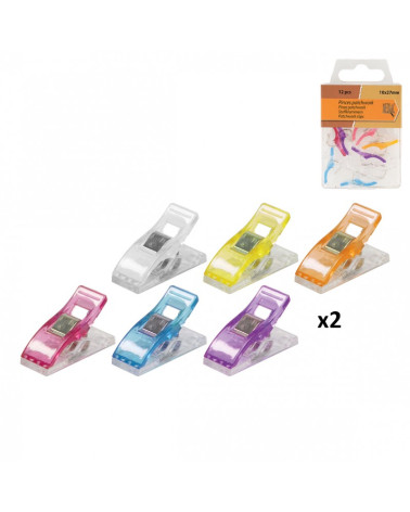 Lot 12 Klammern Patchwork mehrfarbig 2,7x1cm