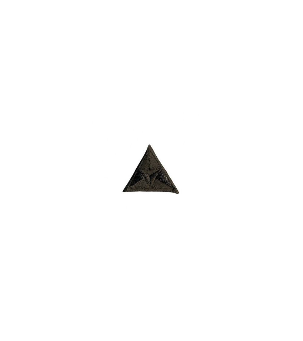 Iron-on embroidered triangle fly badge, brown, 2x2cm