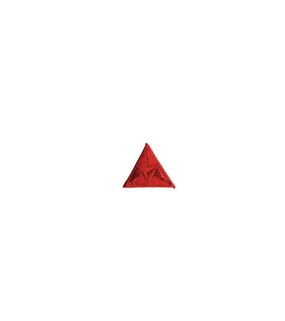 Red embroidered triangle fly iron-on badge 2x2cm