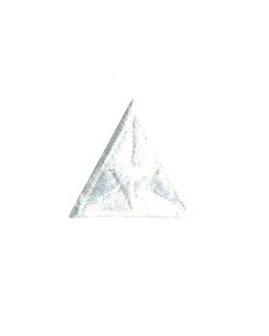 White embroidered triangle fly iron-on badge 2x2cm