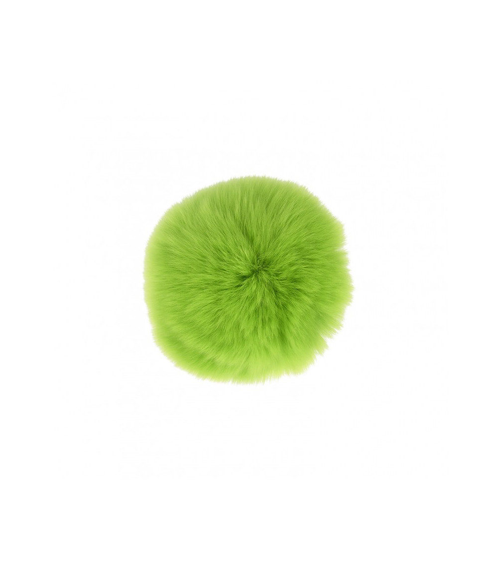 Pompon fourrure lapin 7cm vert Pompon fourrure lapin 7cm vert
