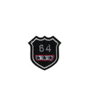 Ecusson thermocollant badge 64 noir 3x4cm