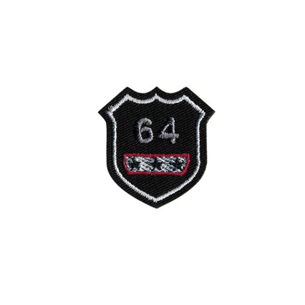 Ecusson thermocollant badge 64 noir 3x4cm