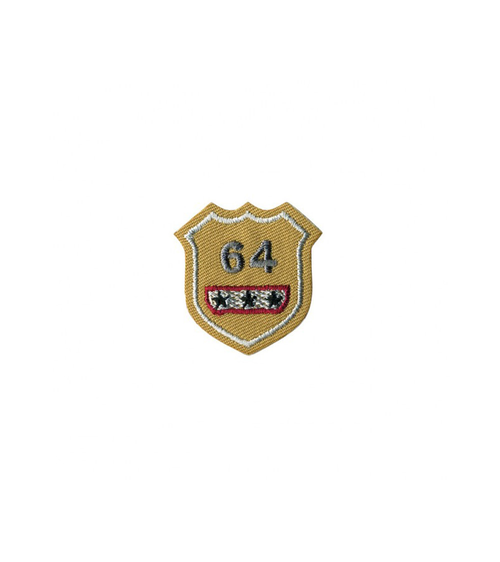 Ecusson thermocollant badge 64 beige 3x4cm