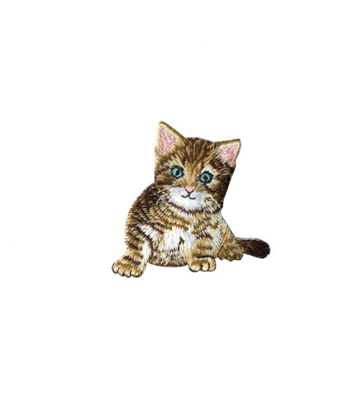 Ecusson thermocollant Chaton marron 5x5,5cm