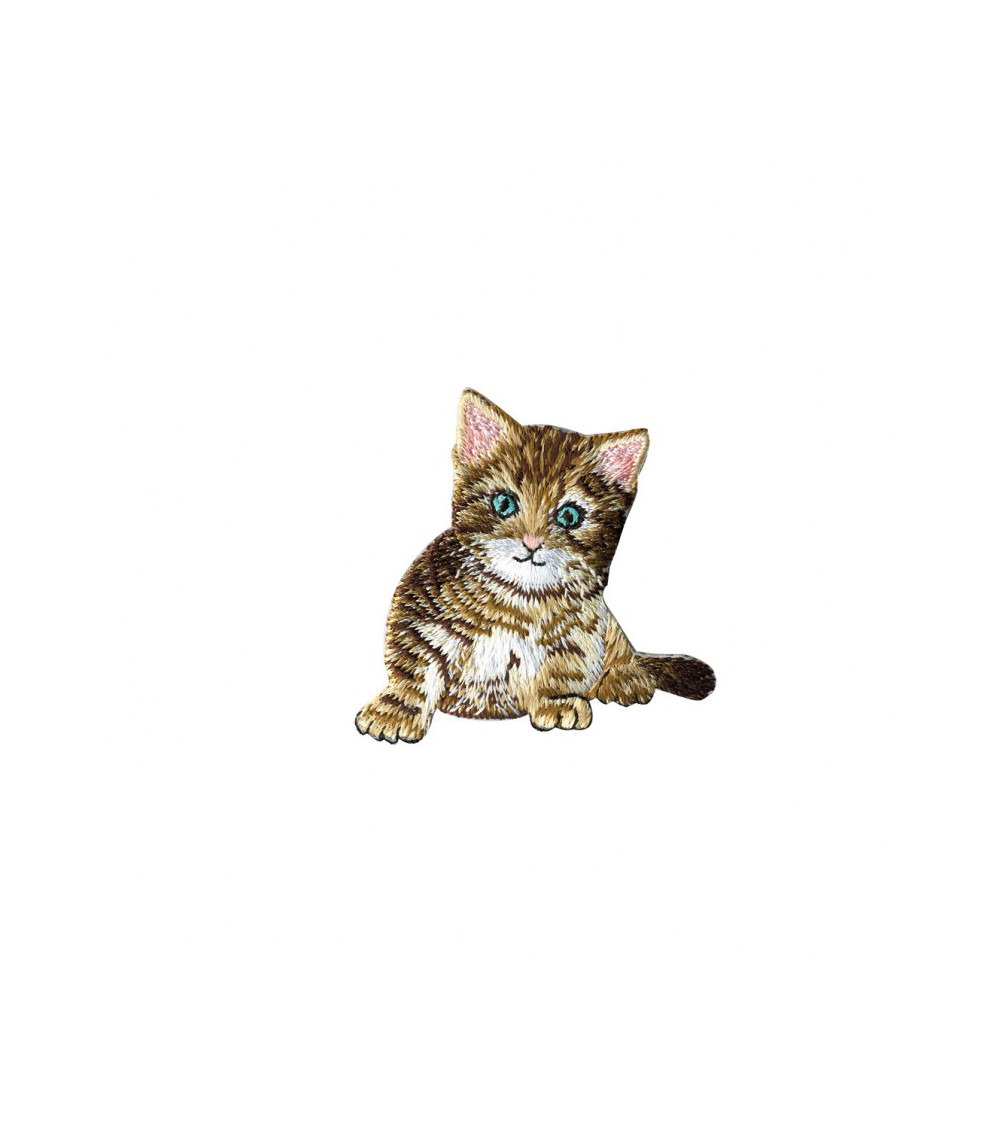 Ecusson thermocollant Chaton marron 5x5,5cm