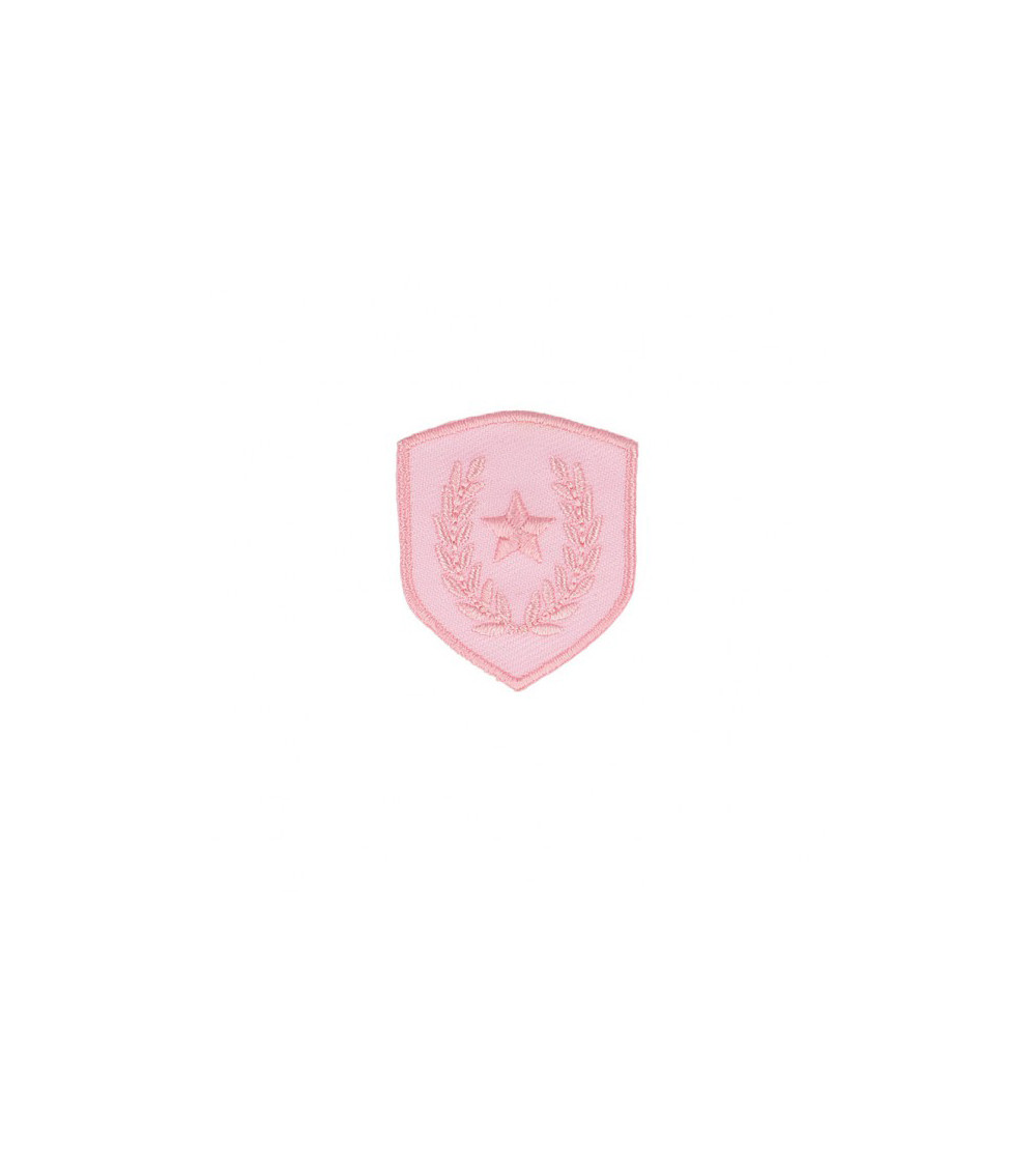 Ecusson thermocollant blason étoile sur laurier rose 4x3,5cm