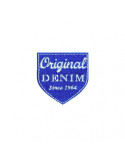 Ecusson thermocollant blason original denim bleu jeans 5x4,5cm
