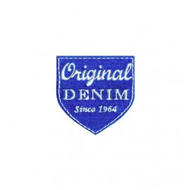 Ecusson thermocollant blason original denim bleu jeans 5x4,5cm