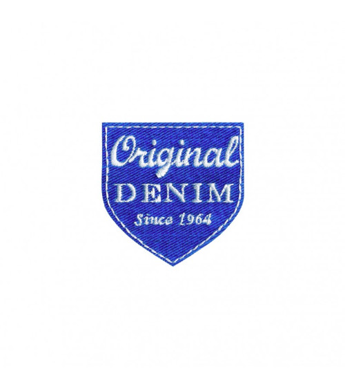 Original denim blue coat of arms iron-on patch 5x4.5cm