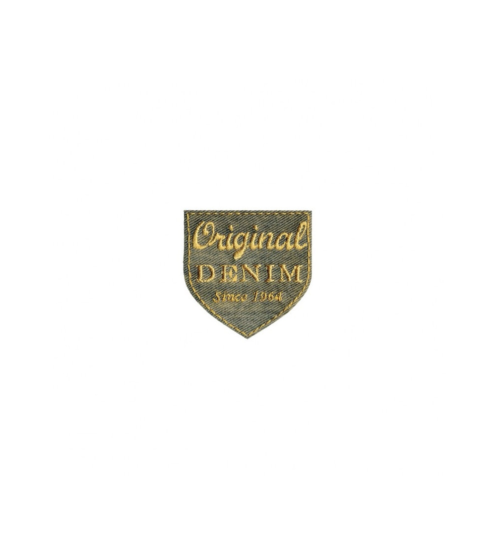 Originales khakigrünes Jeanswappen zum Aufbügeln, 5 x 4,5 cm