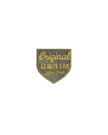 Original khaki green denim iron-on crest badge 5x4.5cm