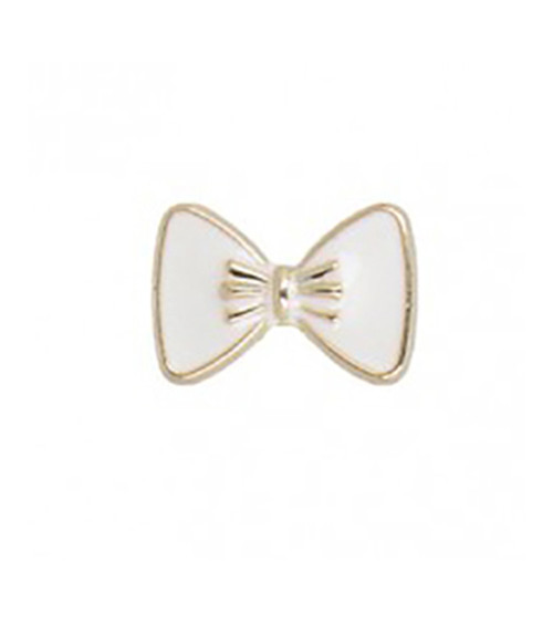 White lacquered bow jewel button 1.5cm
