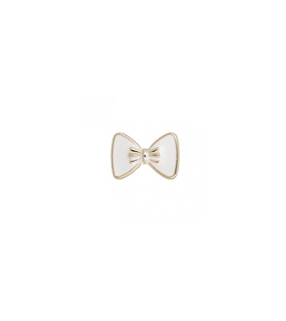 White lacquered bow jewel button 1.5cm