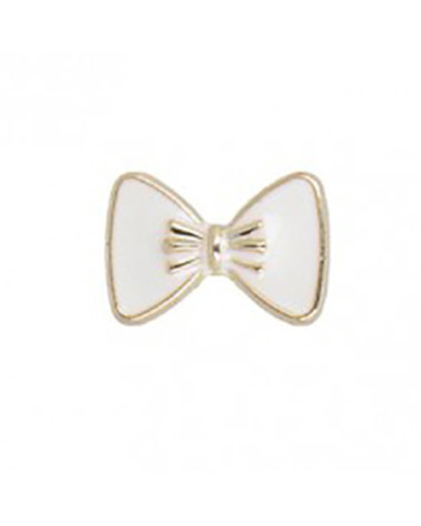 White lacquered bow jewel button 1.5cm