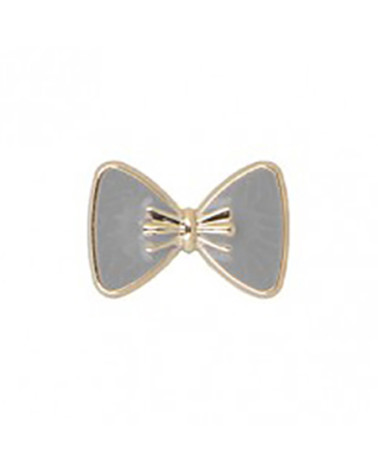 Gray lacquered bow jewel button 1.5cm