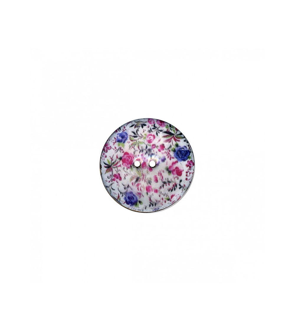 Bouton coco décoré petites fleurs  23cm
