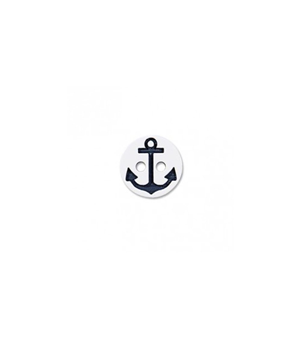 2-hole button, white/black marine anchor, 13cm