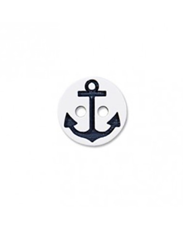 2-Loch Knopf Marine Anker weiß/schwarz 13cm