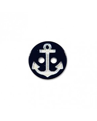 2-Loch-Knopf Marineanker schwarz/weiß 13cm