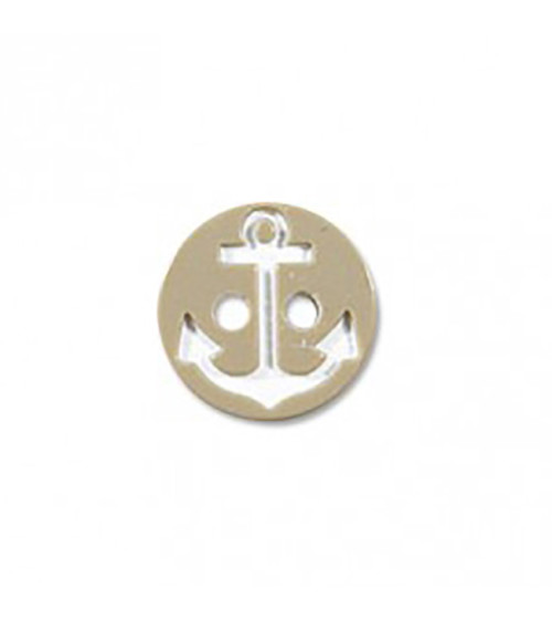 2-hole button, beige/white marine anchor, 13cm