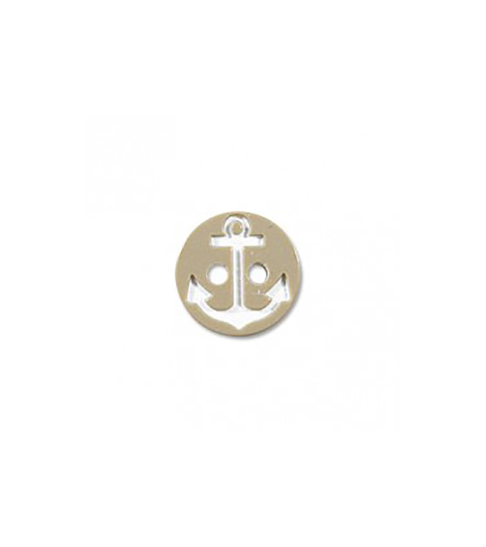 2-hole button, beige/white marine anchor, 13cm