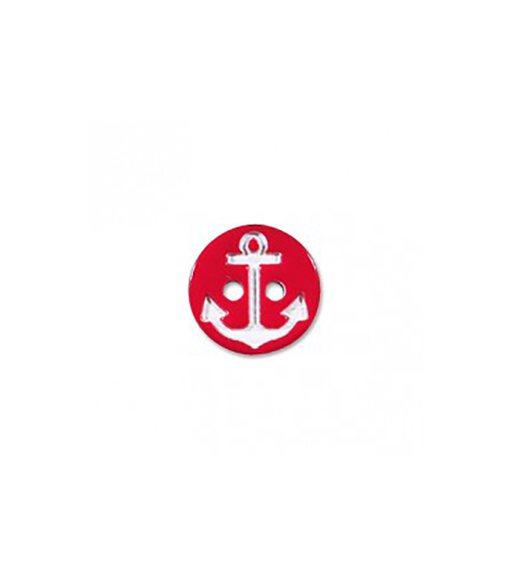 2-hole button, red/white marine anchor, 13cm