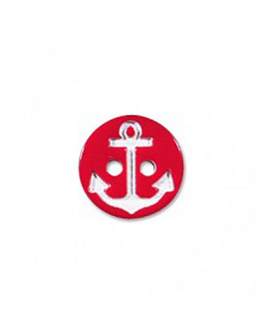 2-Loch Knopf Marine Anker Rot/Weiß 13cm