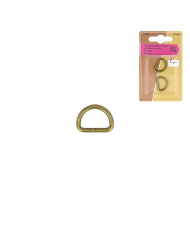 Set of 2 half-round antique gold loops 15mm
