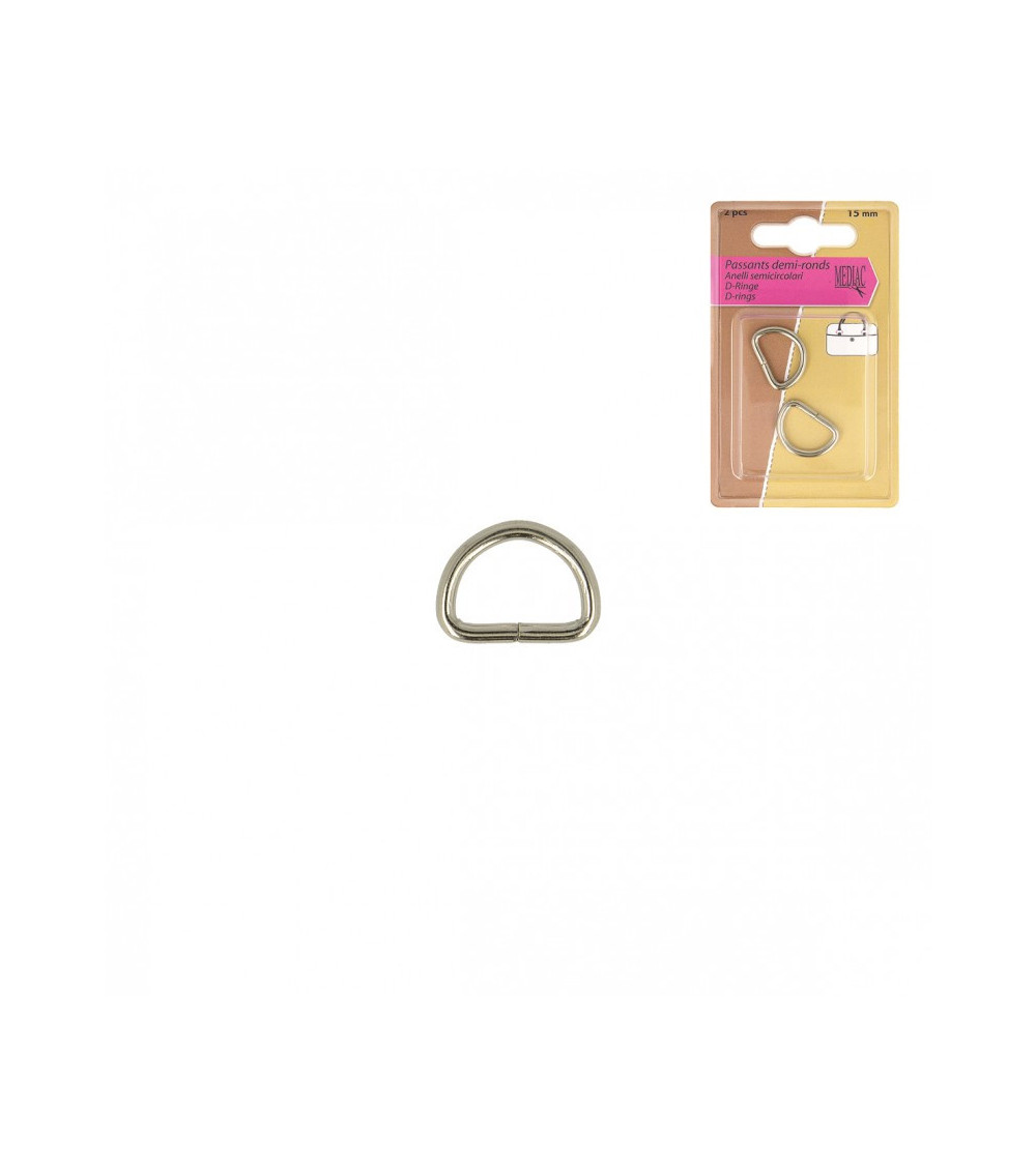 Set of 2 half-round silver loops 15mm
