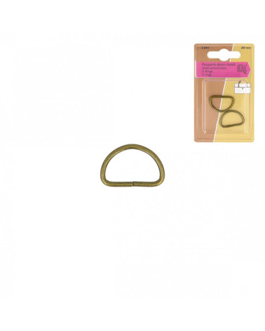 Set of 2 half-round antique gold loops 20mm