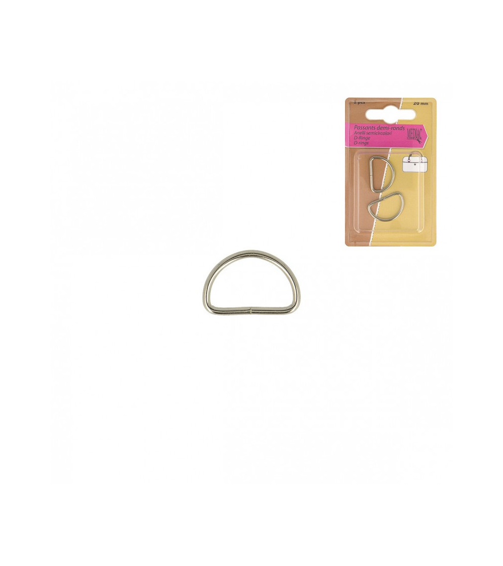 Set of 2 half-round silver loops 20mm
