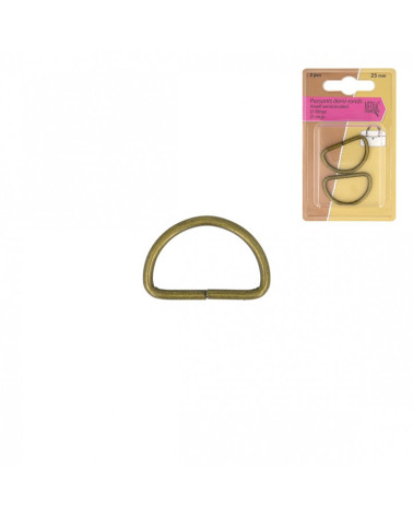Set of 2 half-round antique gold loops 25mm