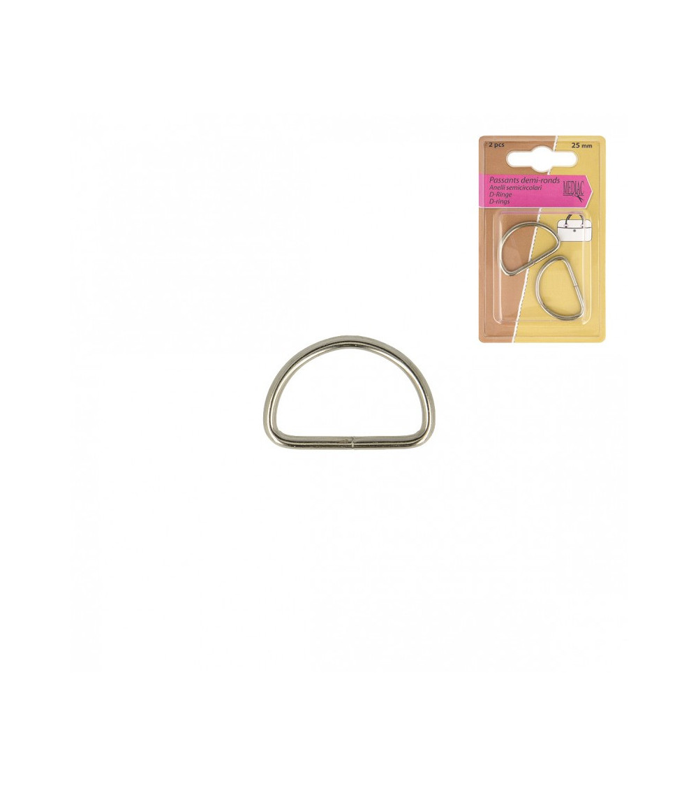 Set of 2 half-round silver loops 25mm