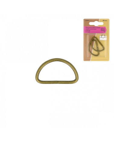 Set of 2 half-round antique gold loops 30mm