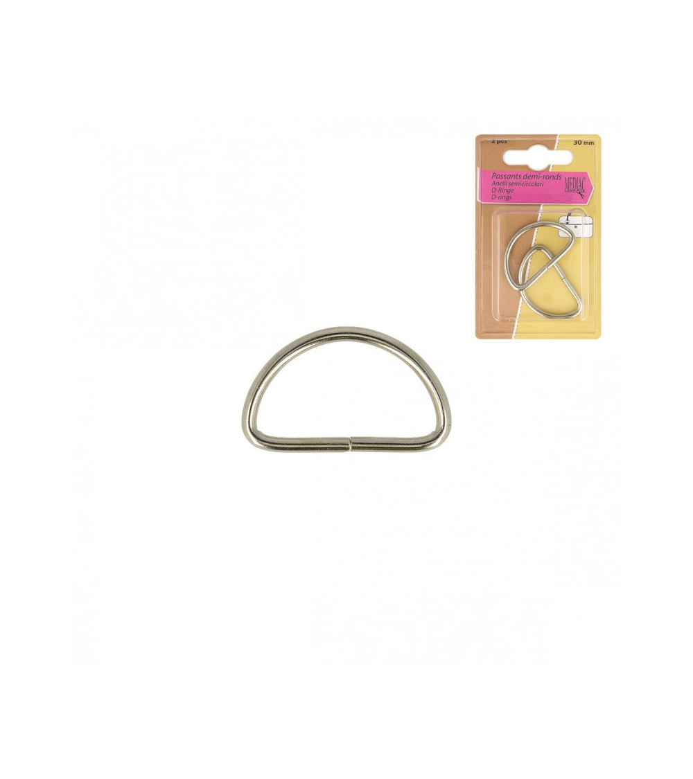 Set of 2 half-round silver loops 40mm