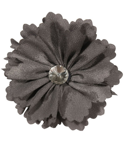 Broche fleur grise et strass