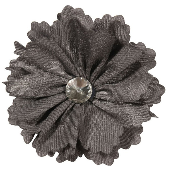 Broche fleur grise et strass