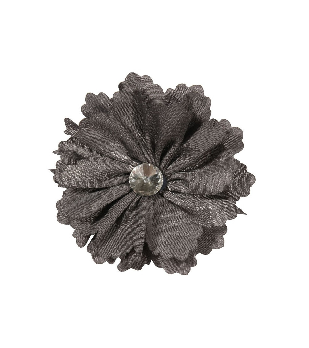 Broche fleur grise et strass Broche fleur grise et strass