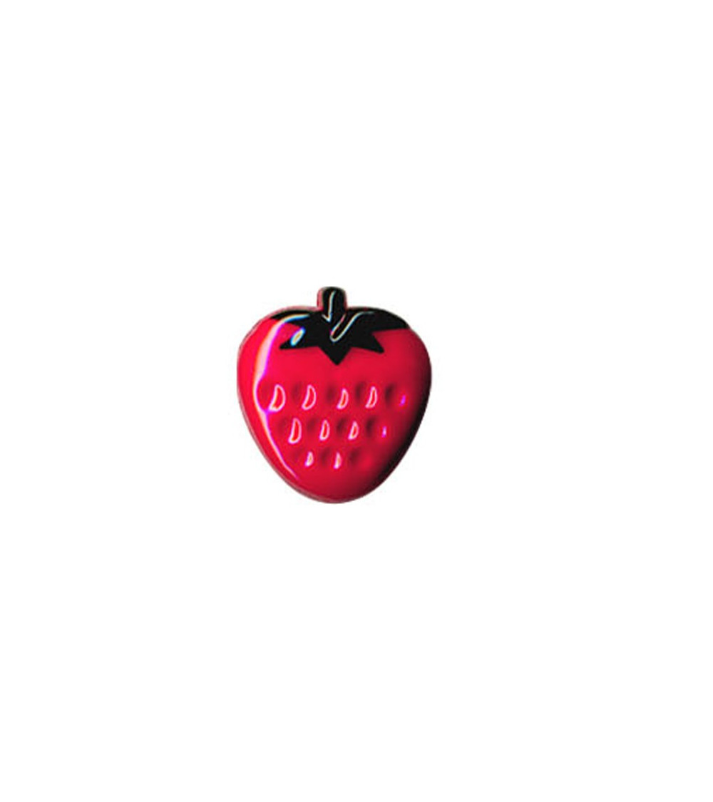 Strawberry-shaped button in Fuchsia color