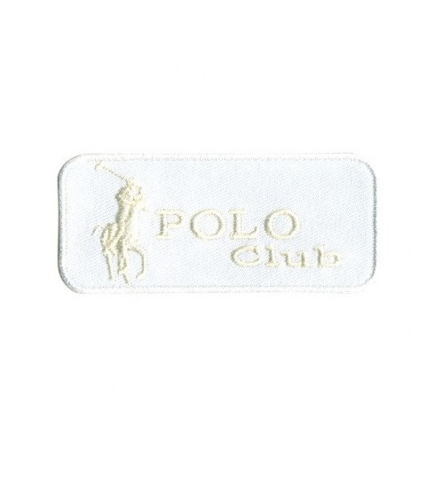 Ecusson Polo Club blanc thermocollant 7x3 cm